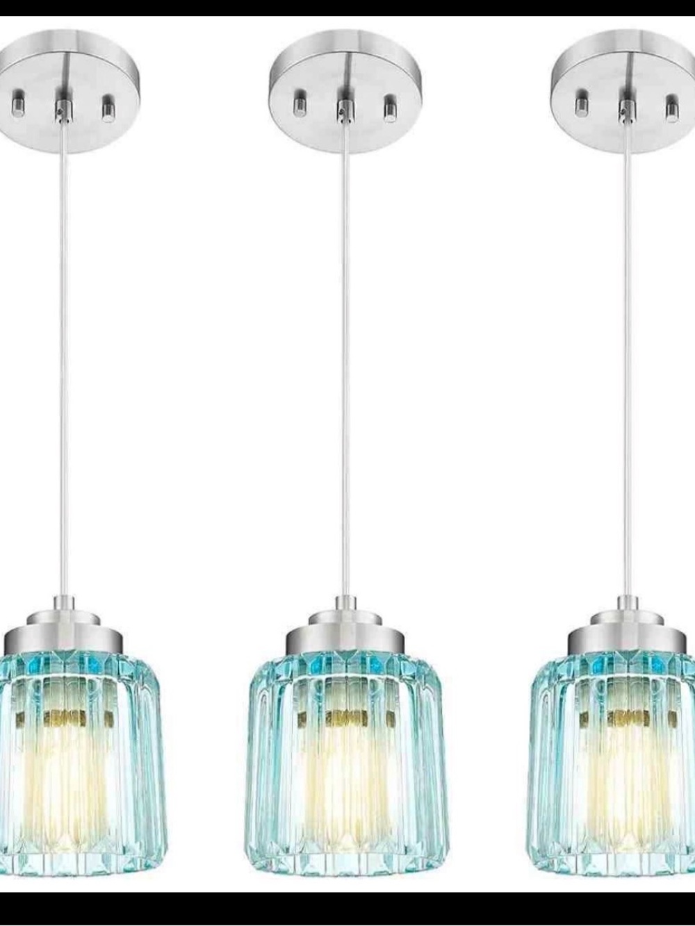 Teal Glass Pendant Light- One